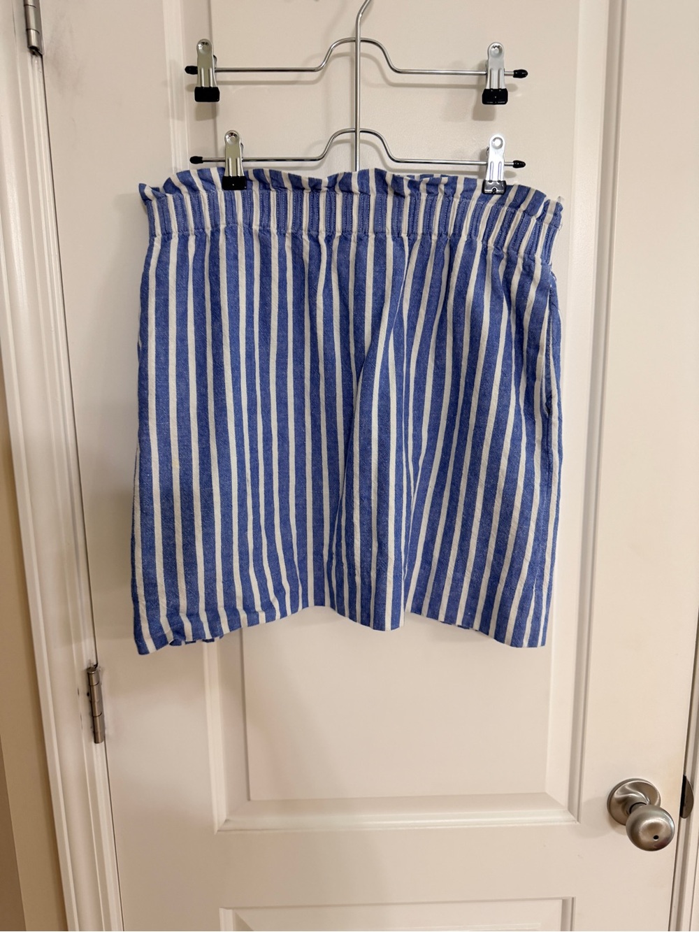 J. Crew Blue and White Vertical Stripe Mini Skirt